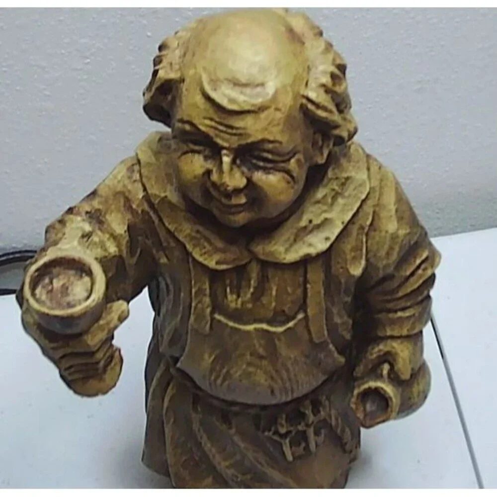 Vtg German hand-carved wooden beer-brewing Franciscan monk 10